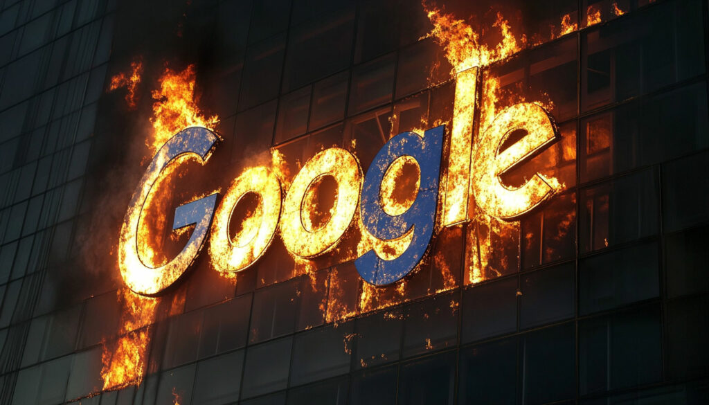 Google Logo Fire Building Sign